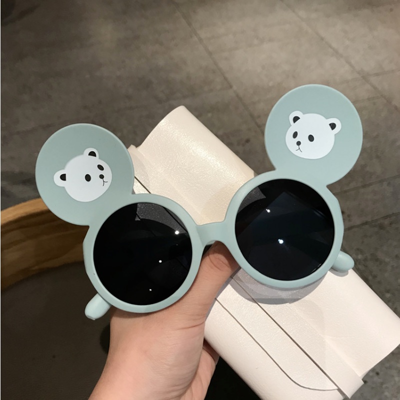 (KIQI-FASHION) COD Kính Mát Uv400 Chống Tia UV Hình Tai Gấu Dễ Thương Dành Cho Bé