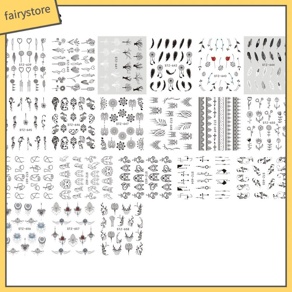 Bộ 40 miếng dán trang trí móng đa dạng mẫu họa tiết nghệ thuật