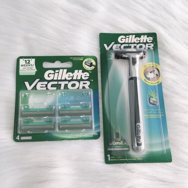 Bộ Dao cạo râu Gillette Vector Plus Razor 1Up + Hộp 4lưỡi