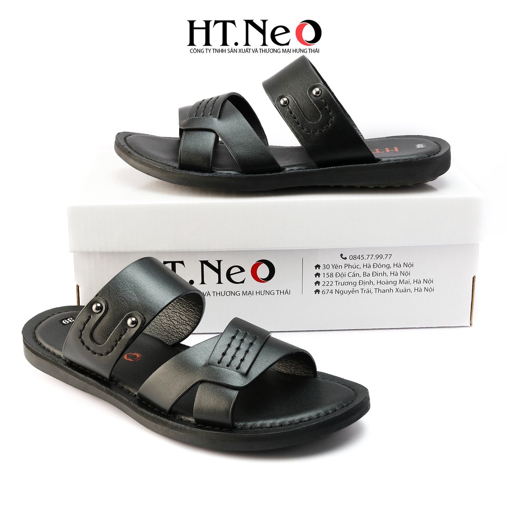 Sandal nam HT.NEO 100% da bò mềm mại, đế cao su nguyên khối, khâu may chân quai siêu chắc chắn SD132