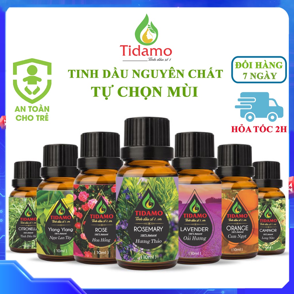 100 Mùi Tinh Dầu Nguyên Chất Tự Chọn, Chính Hãng TIDAMO Nhập Khẩu Ấn Độ - Giúp Thơm Phòng Hỗ Trợ Sức Khỏe Và Đuổi Muỗi