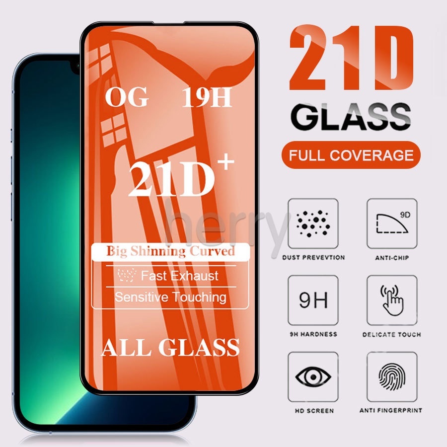 Kính cường lực HD 21D chống trầy chống vết dầu thích hợp cho iPhone 13 Mini 12 11 Pro XR X XS Max 7 8 6 6s+ SE 2020