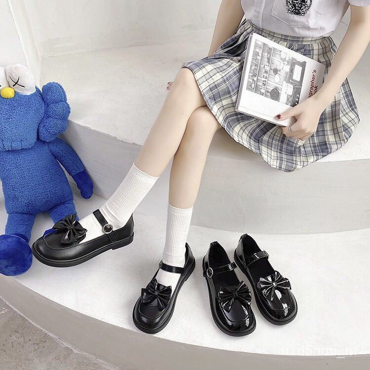 Giày nữ Lolita vintage, giày oxford gắn nơ xinh xắn (Da bóng và da lì) | BigBuy360 - bigbuy360.vn