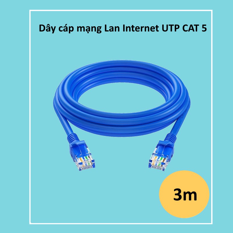 Cáp Mạng Lan- Internet 2 Đầu Bấm Sẵn 3M Màu Xanh