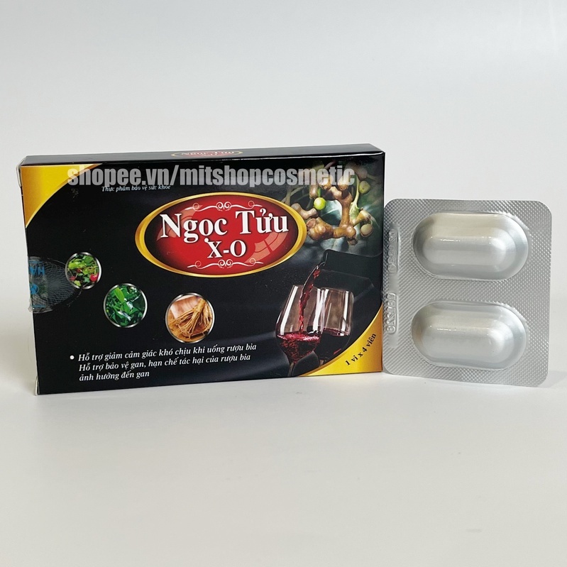 Viên uống giải rượu NGỌC TỬU X-O giải rượu bia– Hộp 4 viên- giảm nhanh tác dụng phụ rượu bia