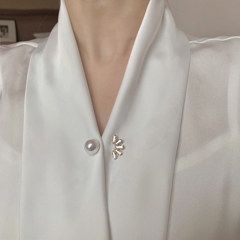 Ghim Cài Cổ Áo Ngọc Trai Nhân Tạo Chống Chói Cỡ Nhỏ Phụ Kiện Trang Trí Áo Cardigan Thời Trang Mới
