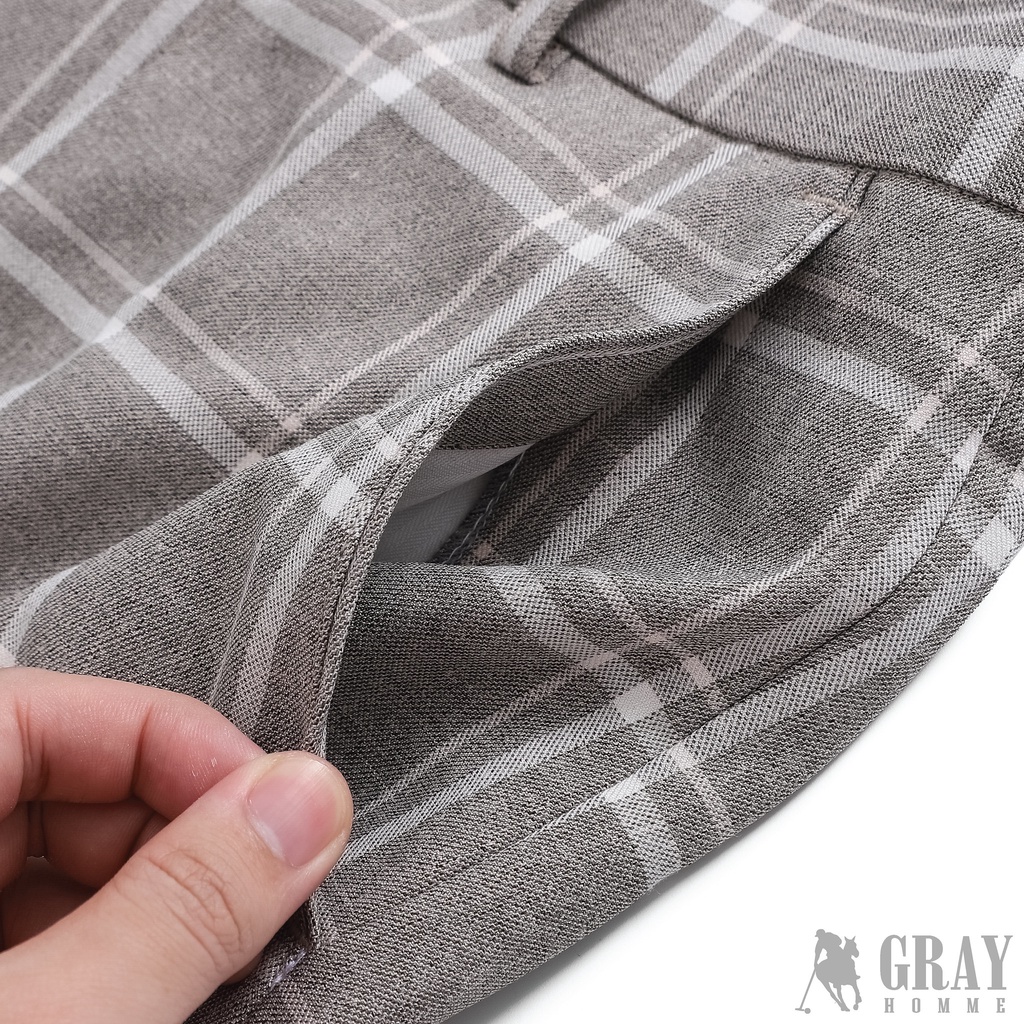 Quần Short Âu Kẻ Sọc GRAYHOMME Vải Cotton Co Giãn Nhẹ Kiểu Dáng Âu Trẻ Trung Năng Động - BT112