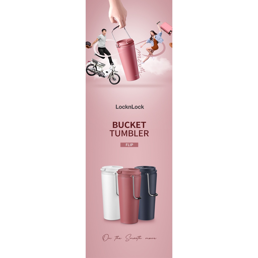 Ly giữ nhiệt Lock&Lock Bucket Tumbler có ống hút hoặc nắp bật, dung tích 540ml LHC4268 LHC4269 - TRUCANHSG