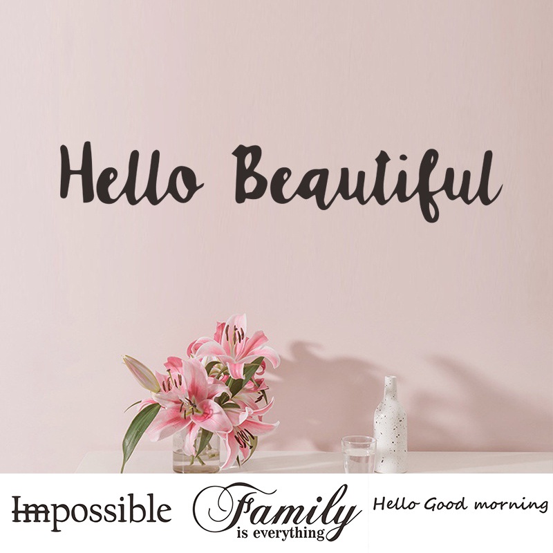 Miếng dán tường chữ Hello Good Morning Family sáng tạo trang trí phòng khách/phòng ngủ