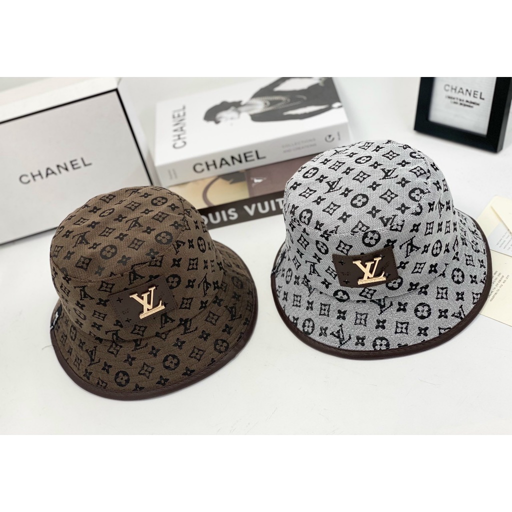 NÓN BUCKET LV TAG DA LOGO VÀNG VIỀN DA - TXGS N316