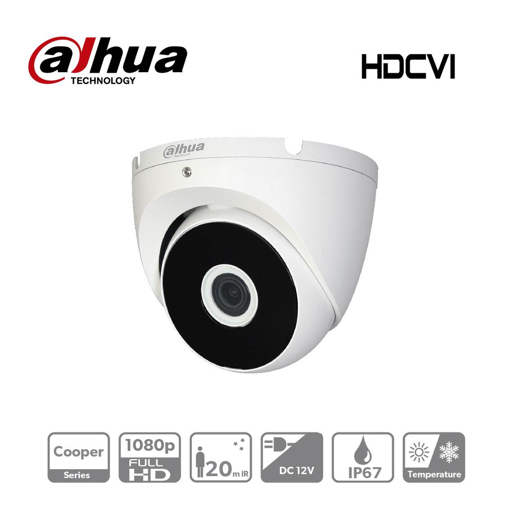 Camera Dome HDCVI hồng ngoại 2.0 Megapixel DAHUA HAC-T2A21P thích hợp sử dụng trong nhà và ngoài trời -Hàng Chính Hãng