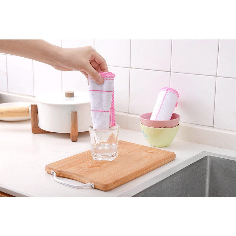 Khăn lau bếp đa năng 2 mặt siêu thấm Khăn Lau Bát Đĩa Sợi Cotton Thấm Hút Nước
