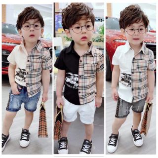 Sơ mi ngựa pha kẻ cho bé trai