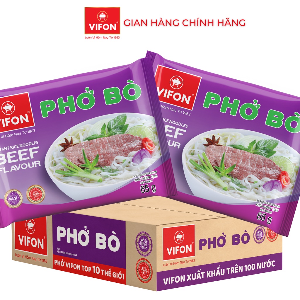 Thùng 30 Phở Bò VIFON (65g / Gói)