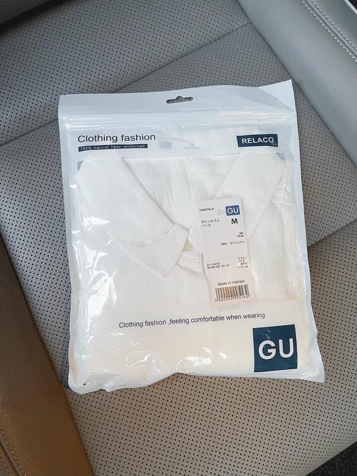 áo sơ mi form thụng mác Gu túi zip cao cấp