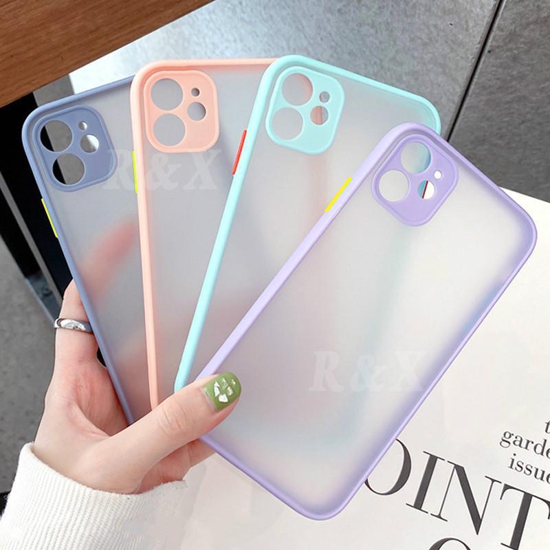 Ốp điện thoại nhám viền màu cho Oppo Reno 5 Reno 4 Reno 3 Pro Reno 2 Reno 2f Oppo A15 A53 A1K A91 A52 A92