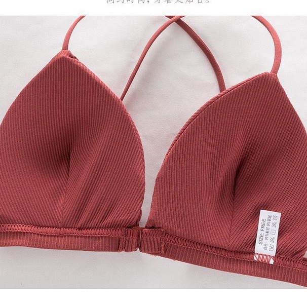 Áo Bra 2 Dây Cotton Kèm Mút Mỏng, Áo Lót Nữ Không Gọng Cài Trước AMYBRA B715