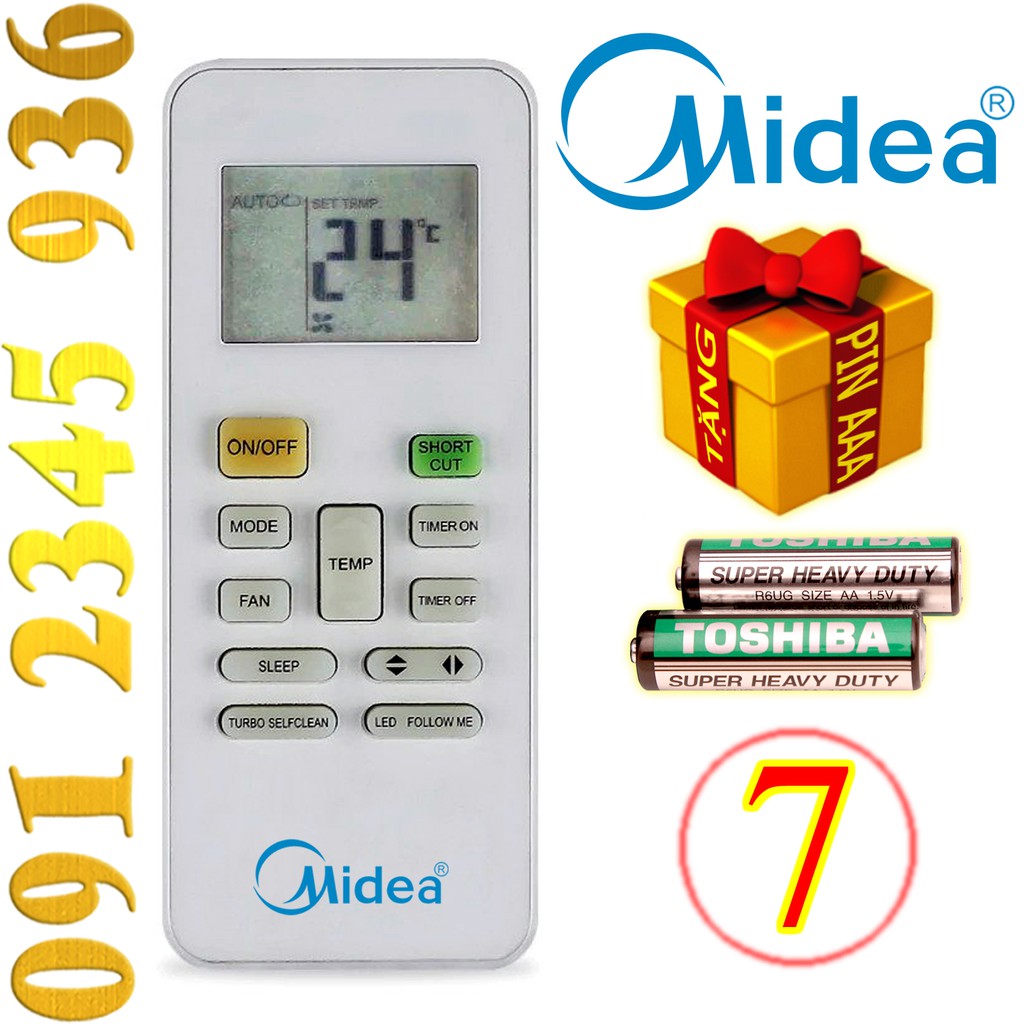 Remote Điều khiển Điều hòa Máy lạnh Midea &quot;HÀNG ĐẸP&quot;.