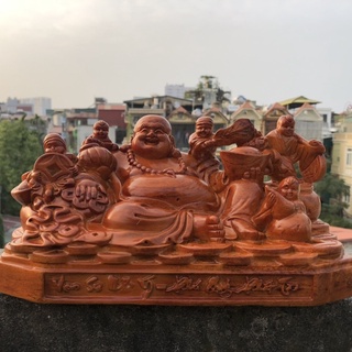 Phật Di Lặc Gỗ Hương Đỏ - Vạn Sự Như Ý Kích Thước 30x16x16 cm