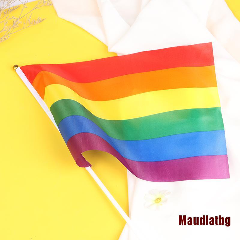 MABG 10Pcs Rainbow Hand Flag Car Flag Colorful Flag Cheerleading Competition Pro