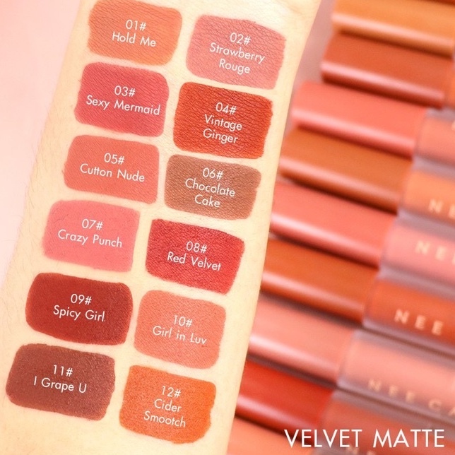 Son Kem Nhung Siêu Lì Nee Cara Velvet Matte Lip Glaze Thái Lan