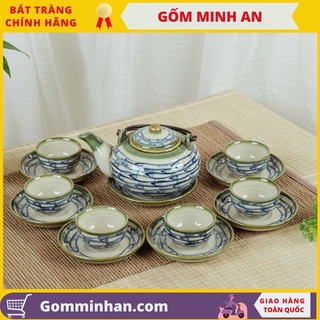 Bộ ấm trà sứ Bộ Ấm chén Sứ men tro cổ Bát tràng dáng Nhật dung tích 350ml nhiều mẫu gốm Minh An Bát Tràng