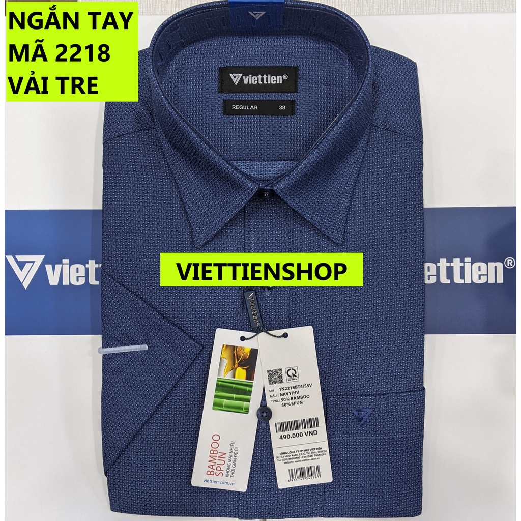 ÁO SƠ MI VIỆT TIẾN NGẮN TAY VẢI TRE HOA VĂN