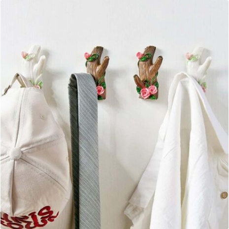 Móc treo tường giả gốc cây hoa hồng dễ thương