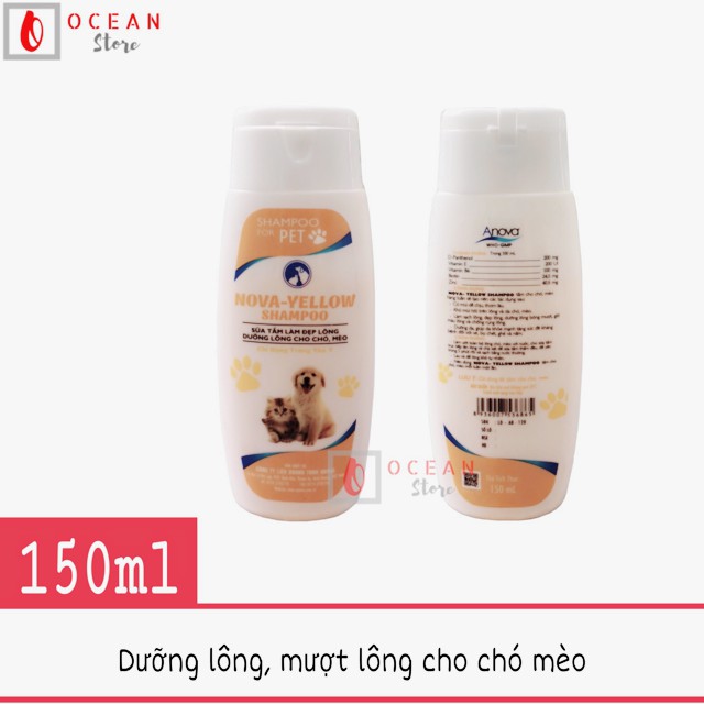 Sữa tắm ngăn rụng lông, dưỡng lông chó mèo Anova Vàng 150ml