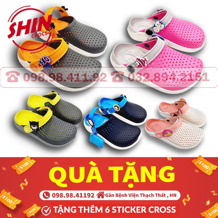 dép cross cho béFREESHIPdép cross cho bé họa tiết sục cho bé trai và bé gái  tặng thêm 4 jibitz cross