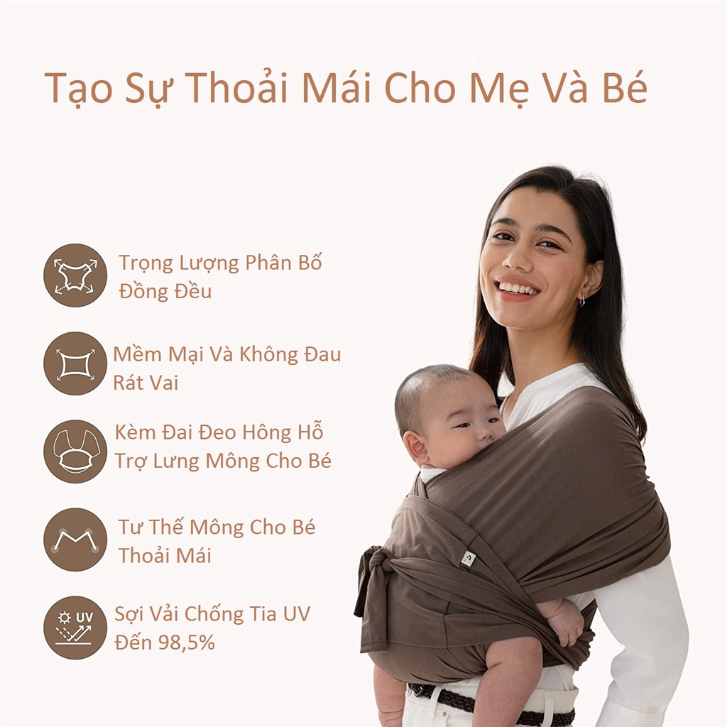 Địu vải em bé 2em Cao Cấp Cho Bé ngủ ngon - chỉnh Size - Trợ lực - 0-24 tháng mềm mại, thoáng khí, co giãn