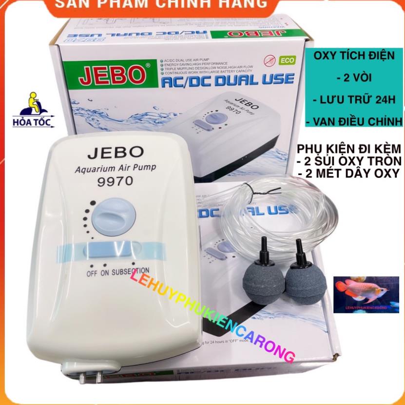 Máy Sủi Oxy TÍCH ĐIỆN 2 Vòi JEBO 9970 | Tặng Kèm Phụ Kiện