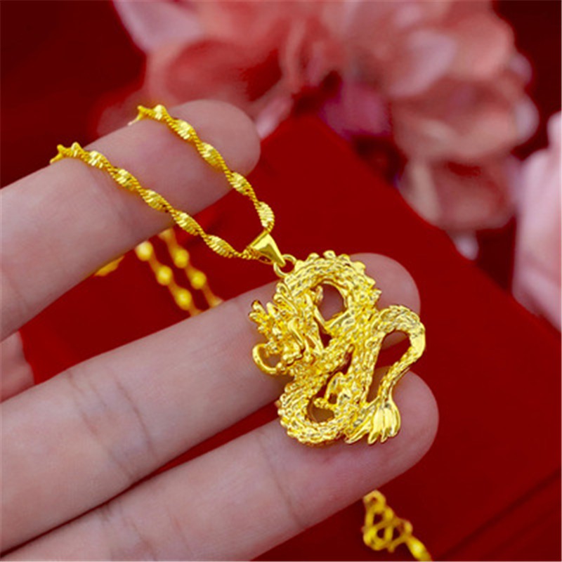 Dây Chuyền Xi Mạ Vàng 375%Phong Cách Hàn Quốc Panlong Pendant