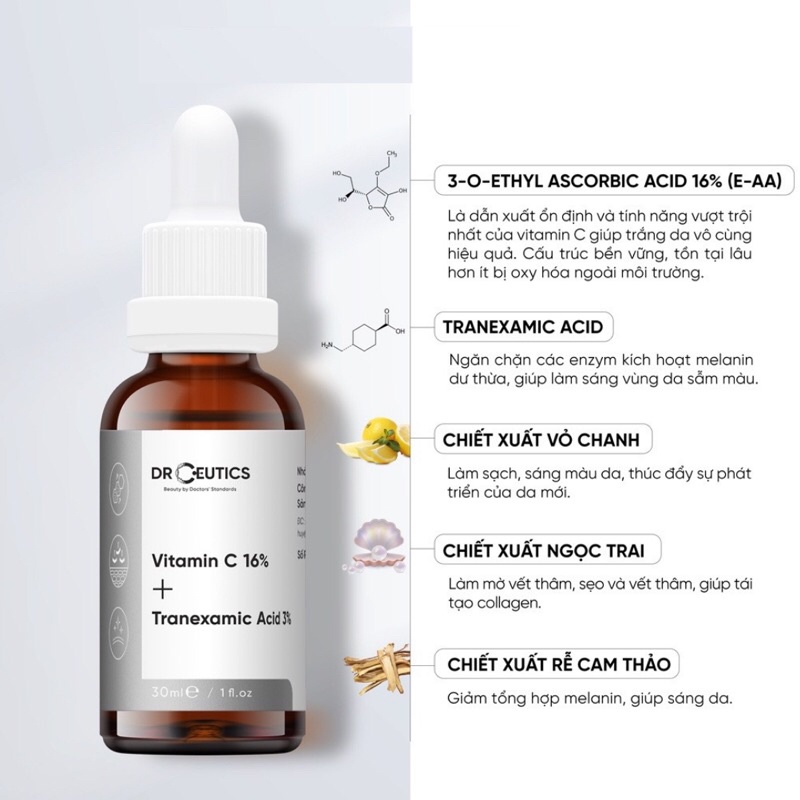 Serum Drceutics Sáng Da Chứa Vitamin C 16% Và Tranexamic Acid 3%