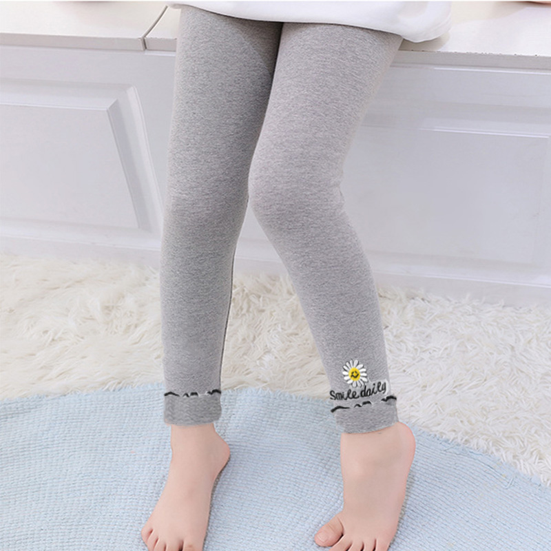 Quần Legging Dài Thêu Họa Tiết Cho Bé Gái