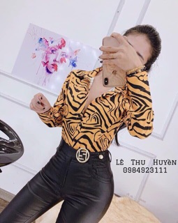 Áo sơ mi lụa hoạ tiết
