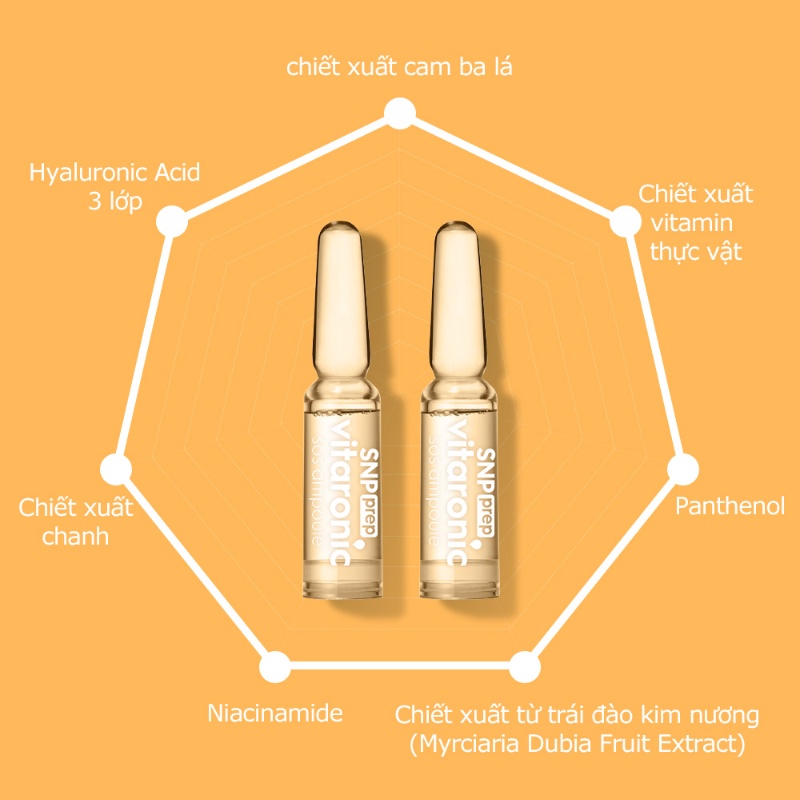 Tinh Chất Dưỡng Trắng 7 Ngày SNP Prep Vitaronic SOS Ampoule Mờ Thâm Trắng Da Ngăn Nám Hộp 7 Ống