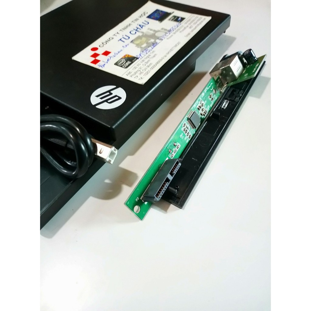Hộp gắn DVD SATA Laptop - Chuẩn dày 12.7mm - Cáp kết nối USB