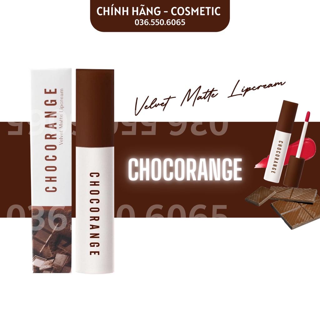 Son Kem Lì Matte Socola Chocorange - Chocorange Velvet Matte Lipcream - Son Nhung Mịn Siêu Lì Không Trôi