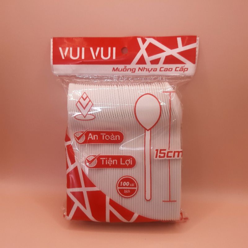 Bịch 100 muỗng nhựa ăn cơm- Muỗng trà sữa- Muỗng dùng 1 lần