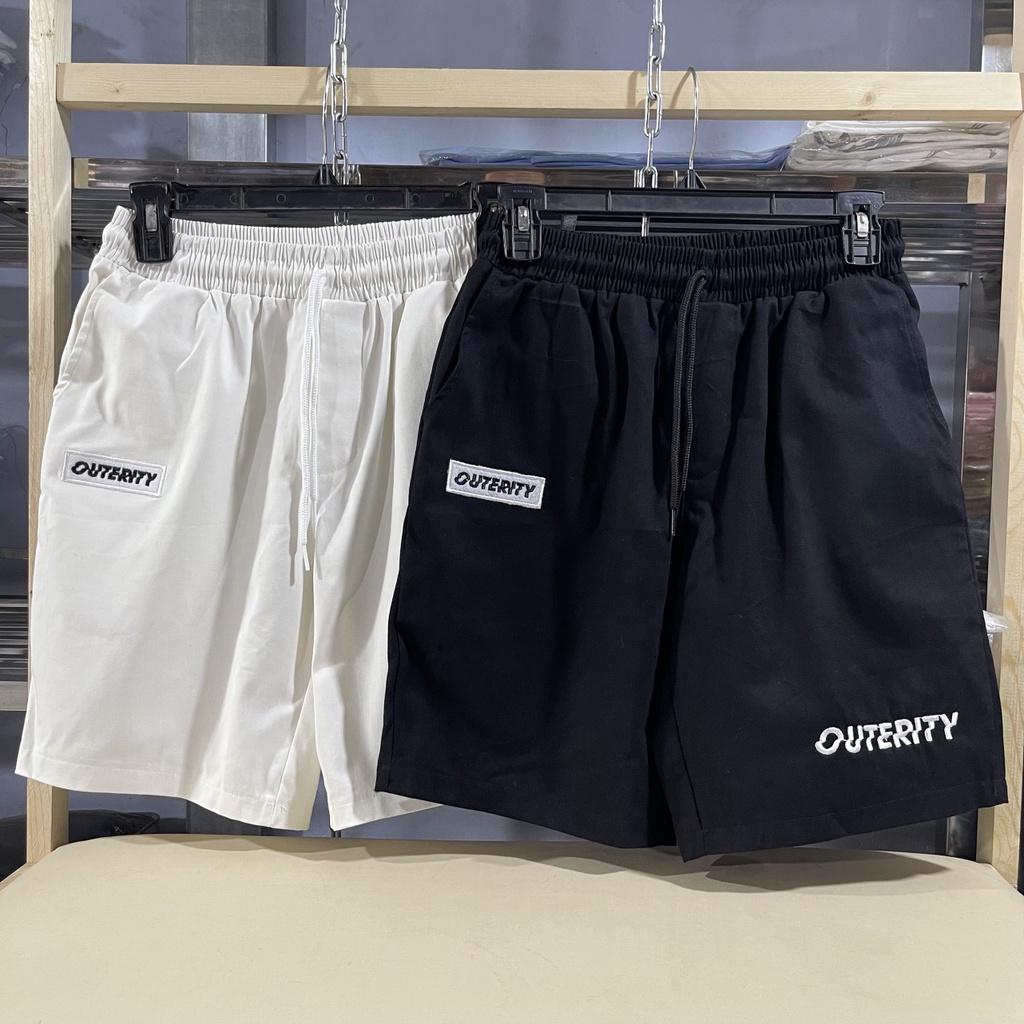 Quần short kaki nam nữ cạp thun in chữ Outerity – Unisex 2022