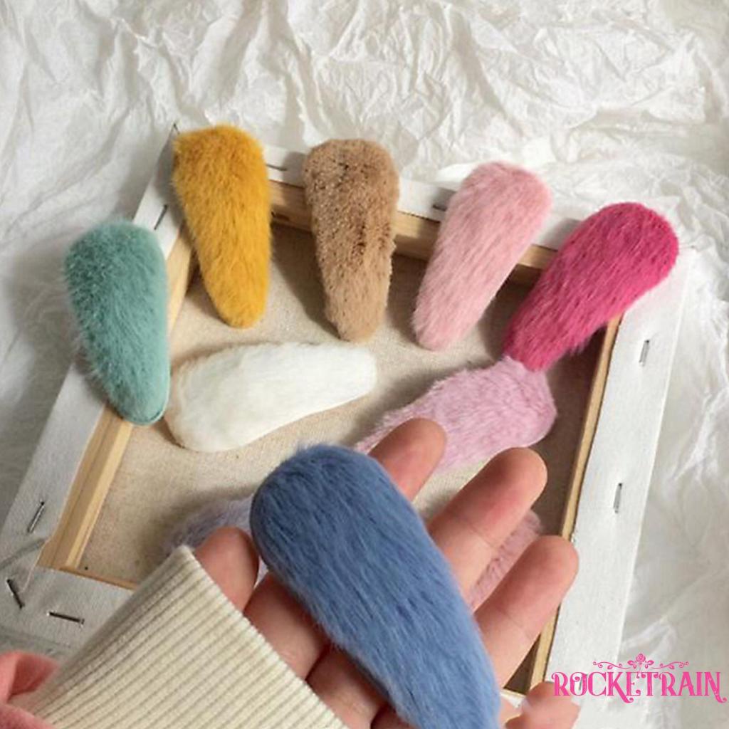 ✥Vz✮Kẹp tóc hình giọt nước/ vuông/ vuông/ tam giác bằng nhung màu trơn thời trang cho nữ