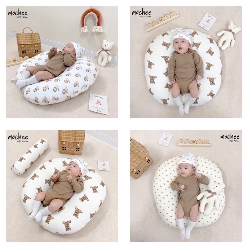 [HCM- GIÁ TỐT] Gối Chống Trào Ngược 2 Mặt MOCHEE VIỆT NAM Chất Liệu Cotton Mềm Mại, Thoáng Khí, An Toàn Cho Bé.