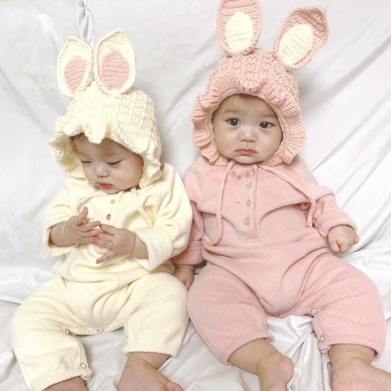 Nón len tai thỏ đáng yêu cho bé