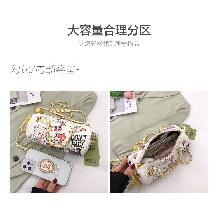 Túi Đeo Chéo Hình Tròn In Họa Tiết Graffiti Thời Trang Mùa Hè 2022 Cho Nữ