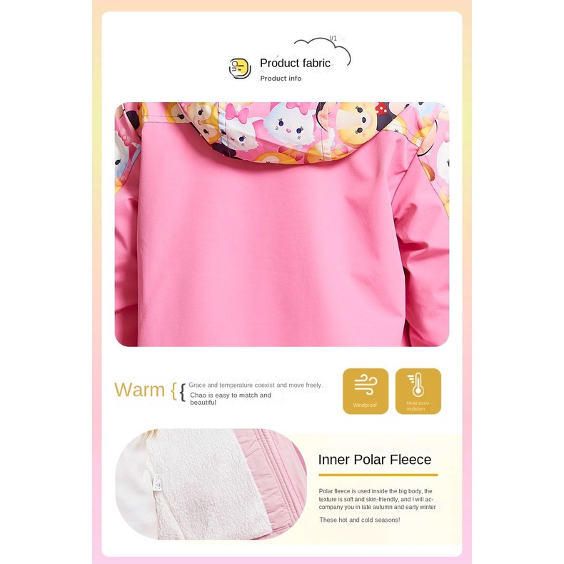 Áo Đệm Cotton Lót Lông Cừu Dày Dặn In Họa Tiết Hoạt Hình Disney Dễ Thương Thời Trang Thu Đông Cho Bé Gái
