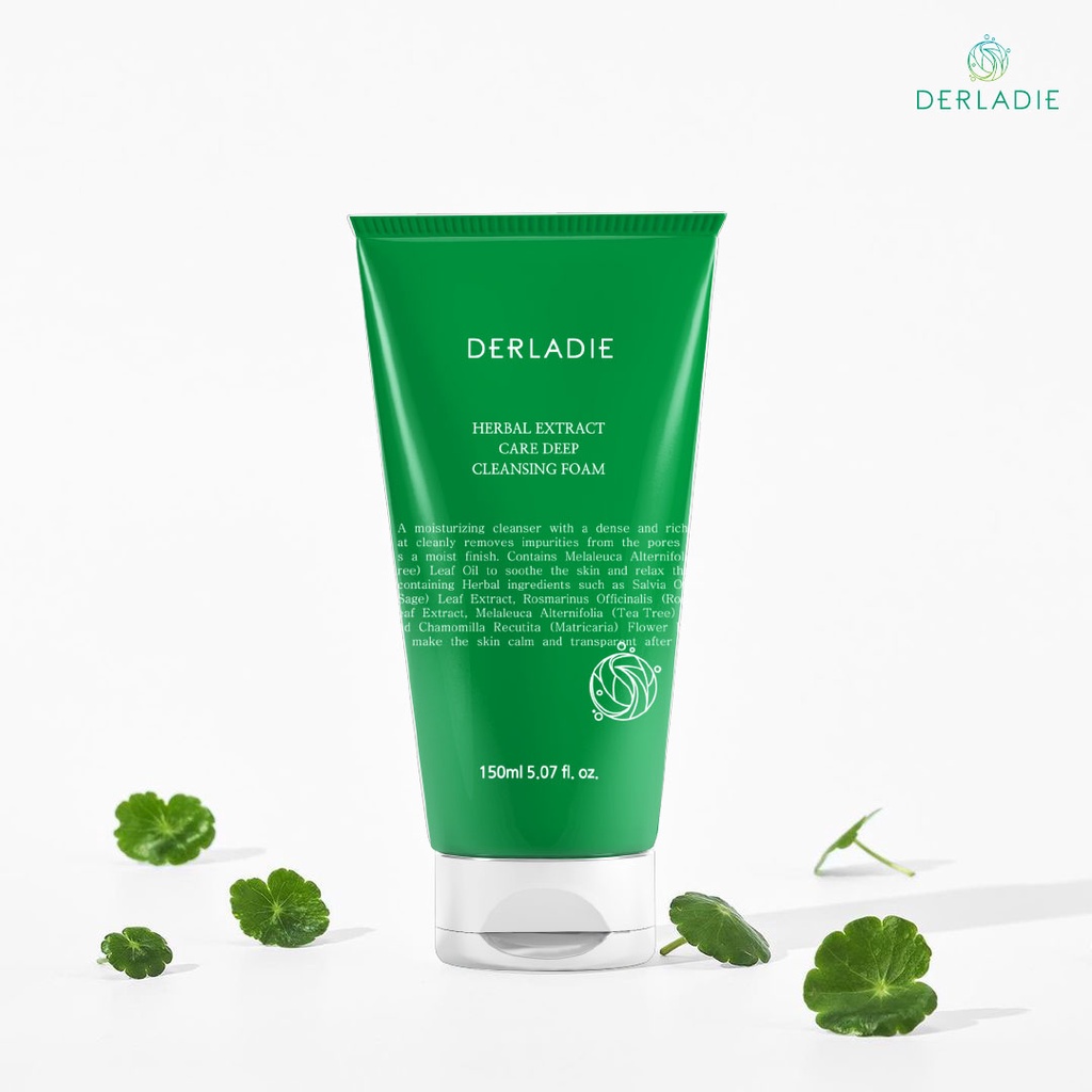 Sữa Rửa Mặt Tràm Trà Derladie Sạch Sâu, Kiềm Dầu Cho Da Mụn Derladie Herbal Extract Care Deep Cleansing Foam 150ml