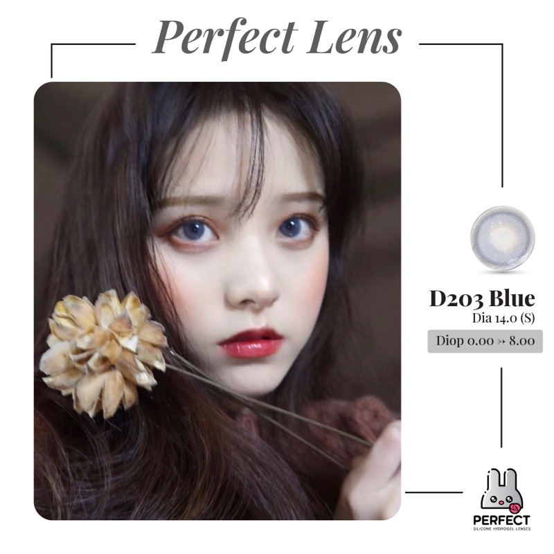 Lens Mắt , Kính Áp Tròng D203 BLUE Có Độ Cận và Không Độ , DIA 14.0 ,Cho Mắt Nhạy Cảm Giá Sale