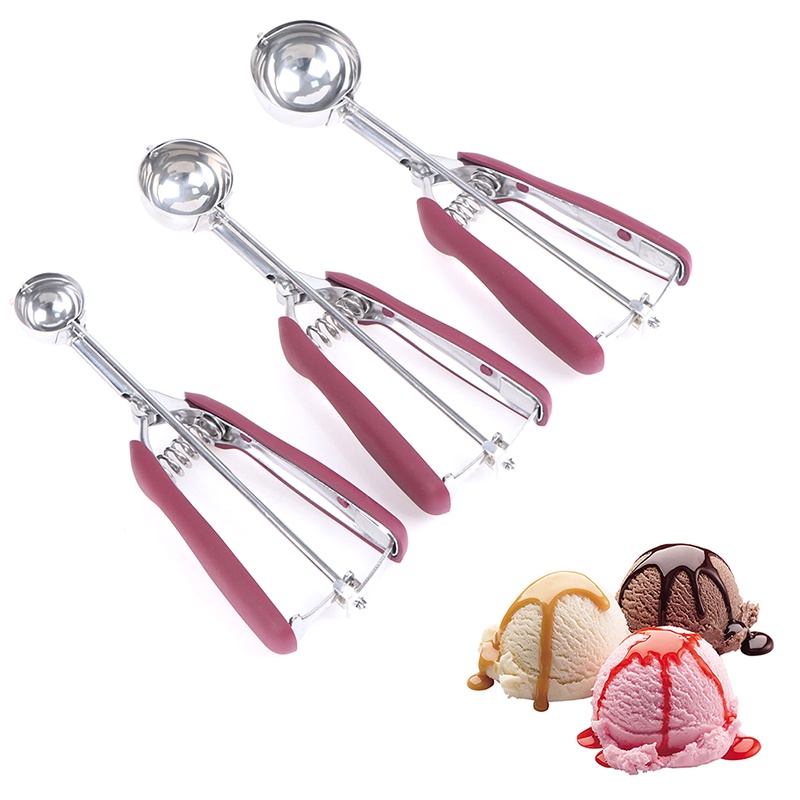 {FCC} Ice Cream Scoop Anti Slip Rubber Grip Cookie Dough Scoop with Trigger Release{yancrane3.vn}