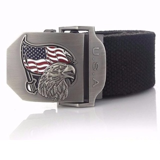 Thắt lưng Nam vải Canvas_Mặt Đại bàng thép không gỉ siêu bền đẹp, Thắt lưng lính vải dù lên đồ cực chất
